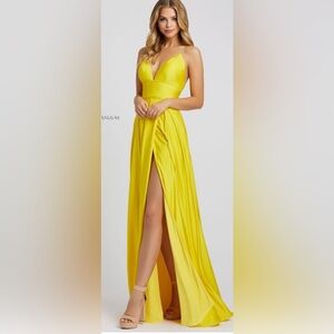 NWT Ieena for Mac Duggal 26165i Pleated Slit Skirt Dress